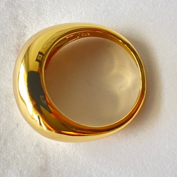 Jewelry - 14k Gold Finish Stainless Steel Dome Ring Size 8